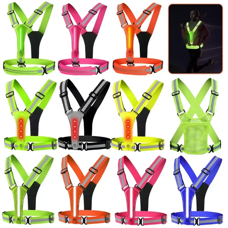 Running Gear For Night - LED Reflective Vest Running Gear, Light