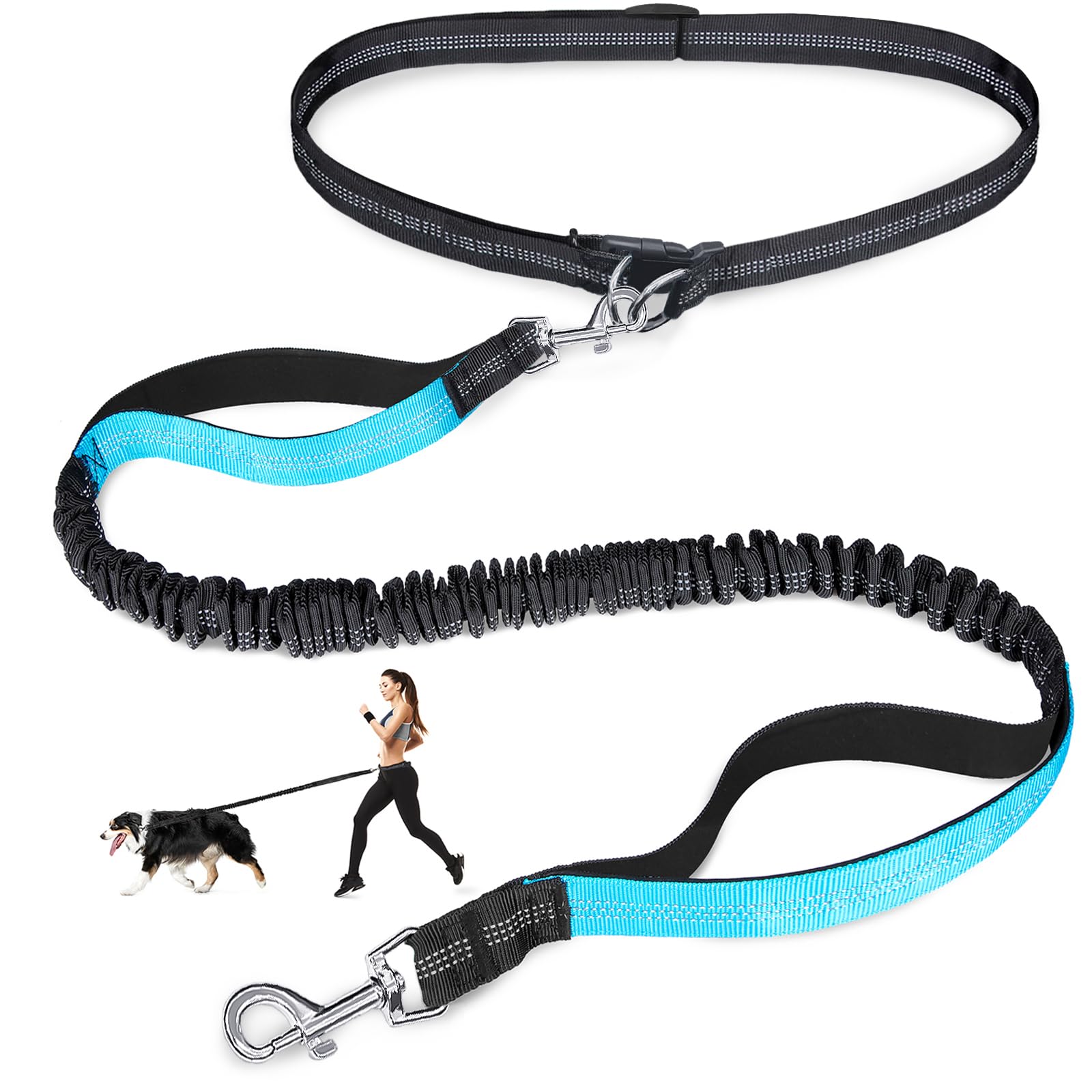 Running Gear Dog - Trela de corrida reflexiva elástica dupla